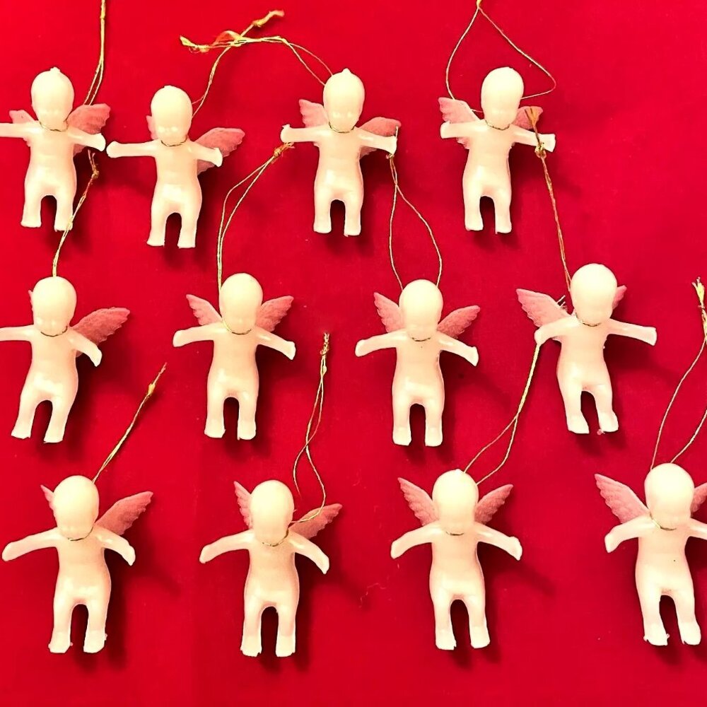 12 Miniature Angel Cherub Christmas Tree Ornament Craft 1 1/2" tall x 1"